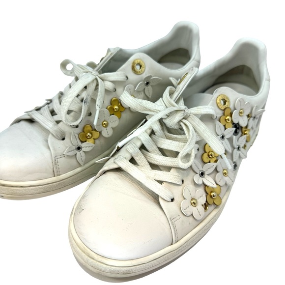 Auth Louis Vuitton Frontrow Blooming Blossom Floral Sneakers 37 7 - Picture 5 of 9